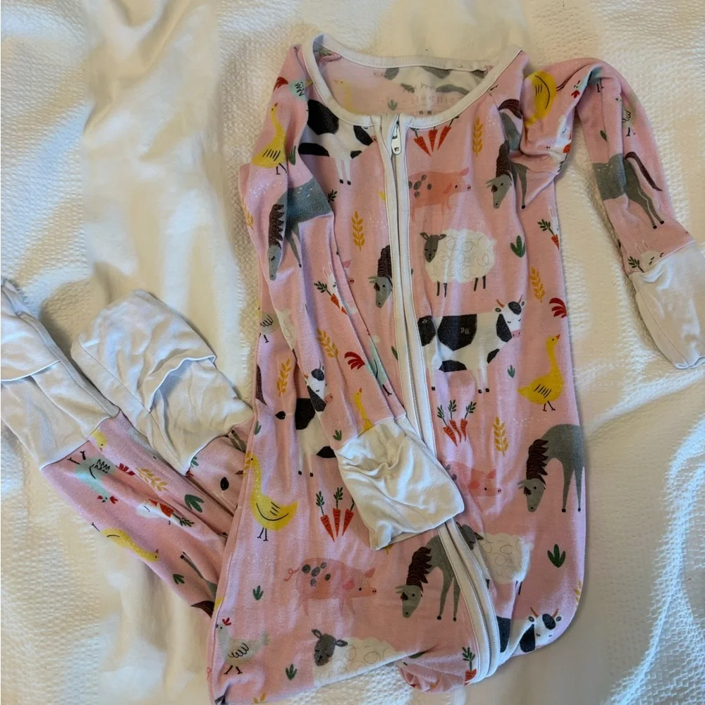Little Sleepies Farm Animal Zip Pajamas